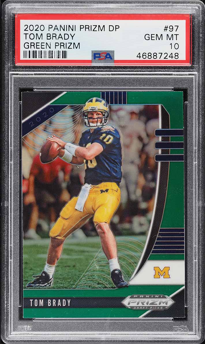 2020 Panini Prizm Draft Picks Green Prizms Tom Brady #97 PSA 10 GEM MINT