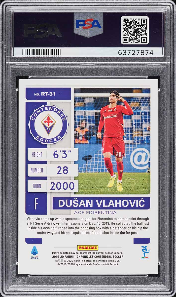 2019 Panini Chronicles Contenders Ticket Red Dusan Vlahovic ROOKIE #RT-31 PSA 10