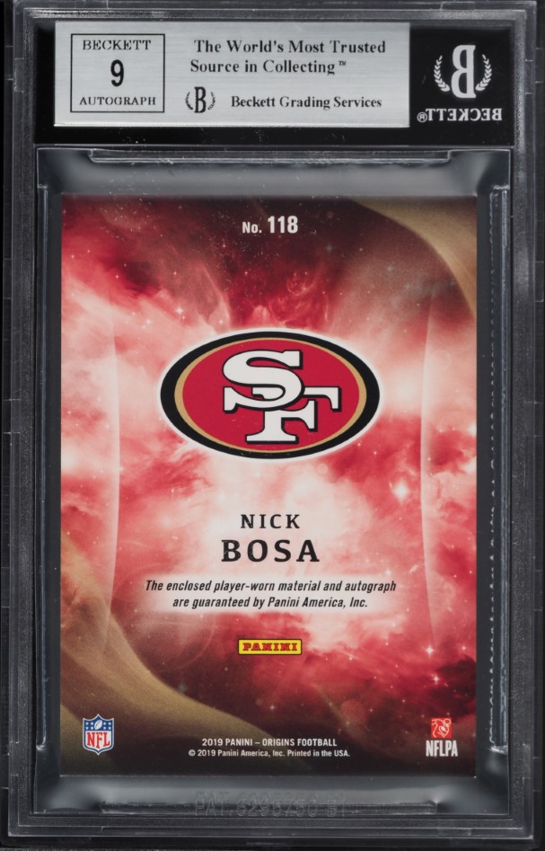 2019 Panini Origins Turquoise Nick Bosa ROOKIE PATCH AUTO /25 #118