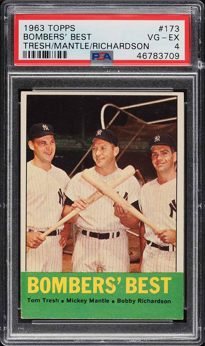1963 Topps Mickey Mantle Bobby Richardson BOMBERS' BEST #173 PSA 4 VGEX
