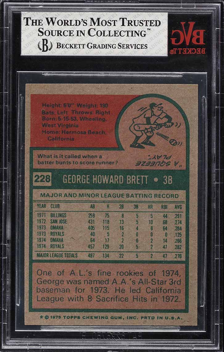 1975 Topps George Brett ROOKIE #228 BVG 7 NRMT