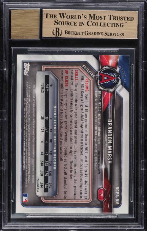 2018 Bowman Chrome Gold Shimmer Refractor Brandon Marsh ROOKIE