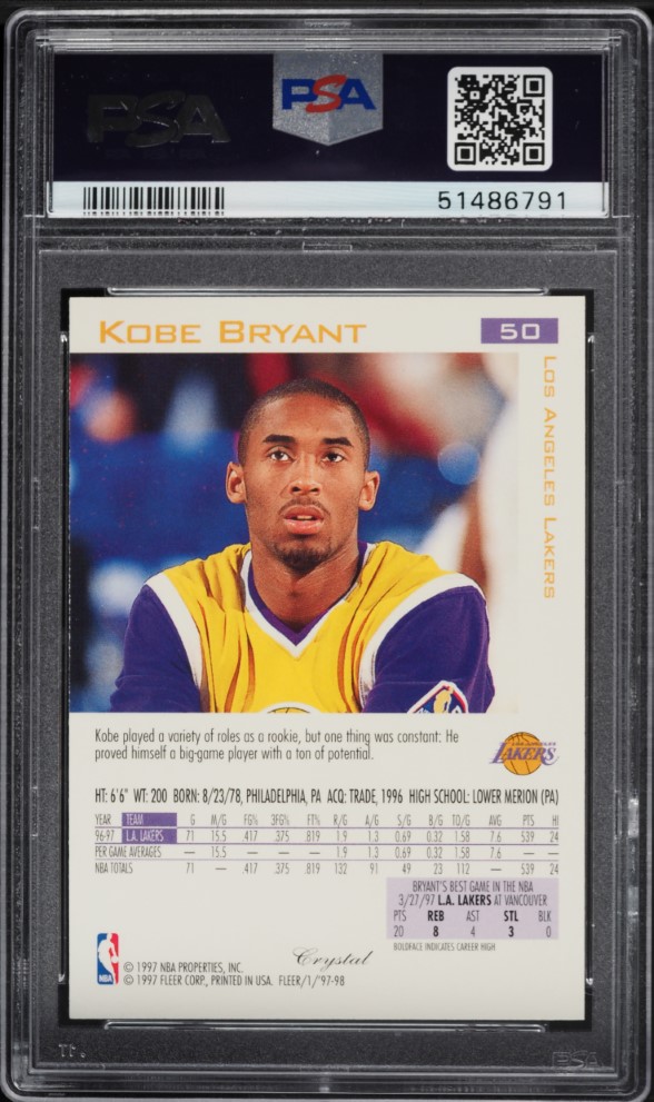 1997 Fleer Crystal Kobe Bryant #50 PSA 10 GEM MINT