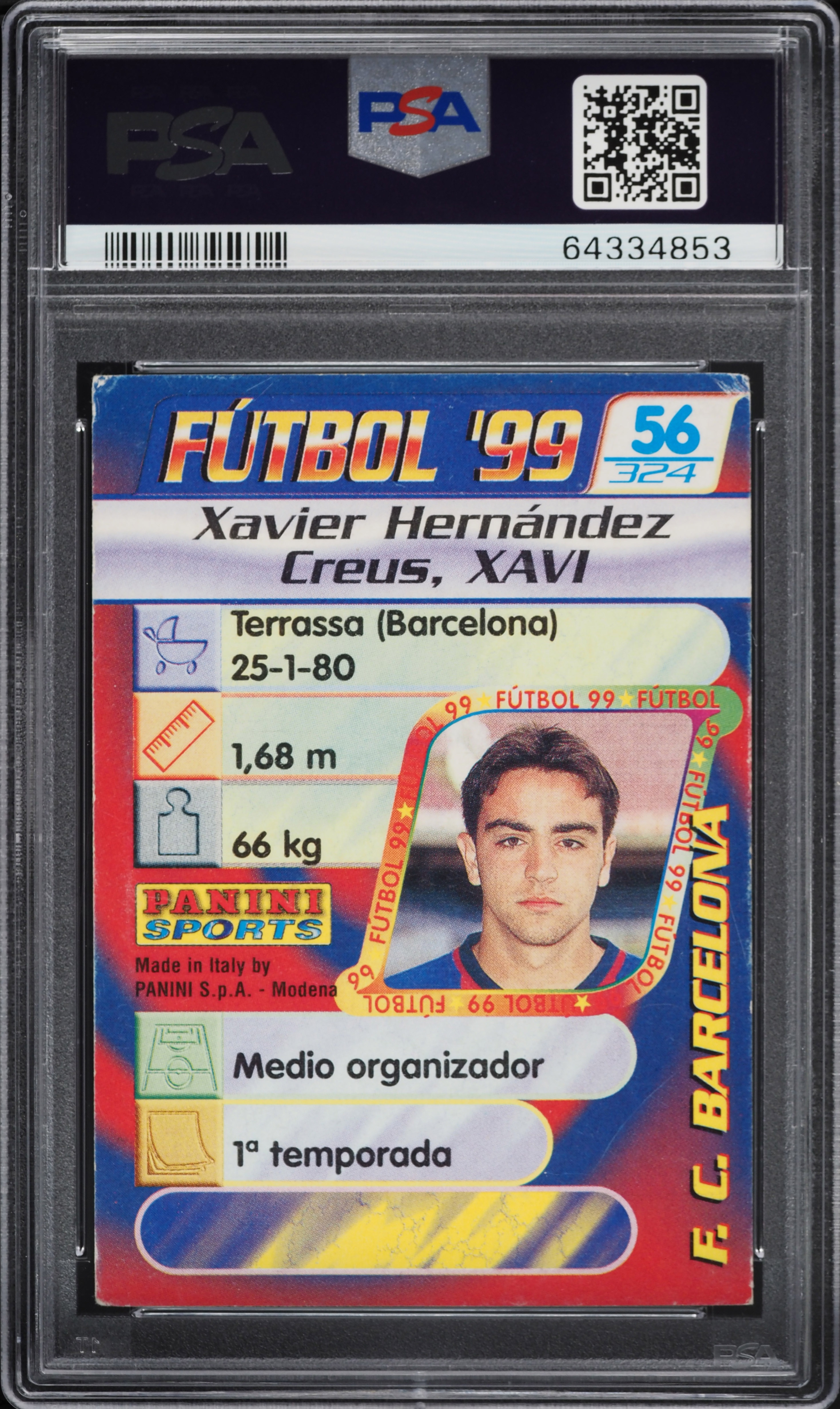 1998 Panini Futbol Xavi Hernandez ROOKIE #56 PSA 3 VG on Fanatics