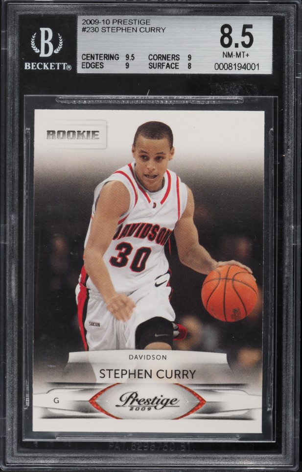 2009 Panini Prestige Stephen Curry ROOKIE #230 BGS 8.5 NM-MT+ on