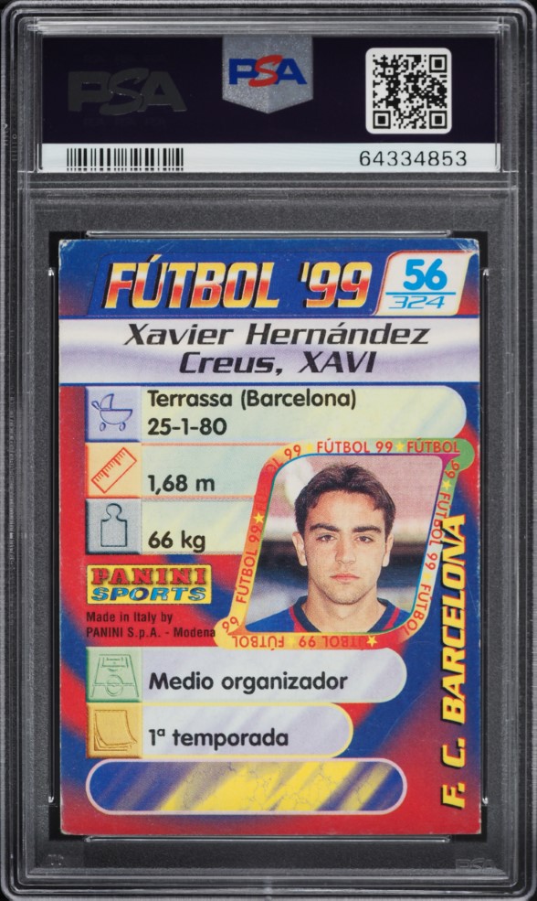 1998 Panini Futbol Xavi Hernandez ROOKIE #56 PSA 3 VG on Fanatics