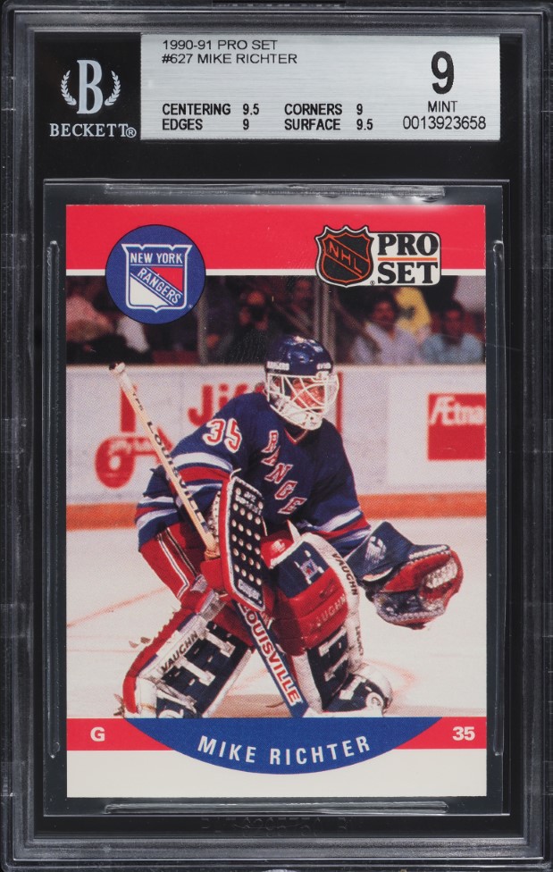 1990 Pro Set Hockey Mike Richter ROOKIE #627 BGS 9 MINT
