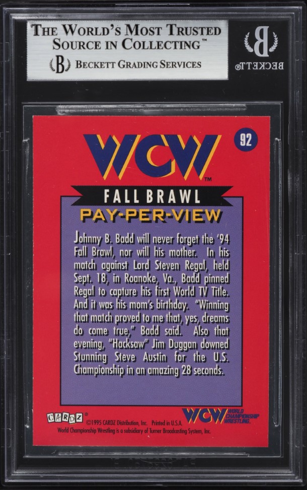 1995 Cardz WCW Main Event Fall Brawl #92 BGS 9 MINT
