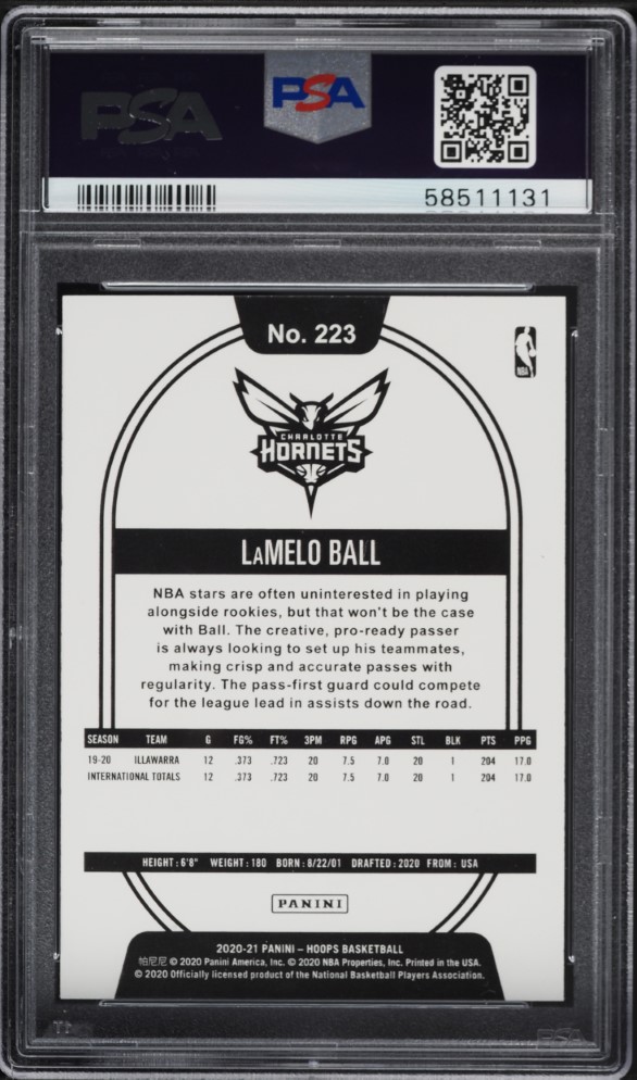 2020 Hoops LaMelo Ball ROOKIE #223 PSA 7 NRMT