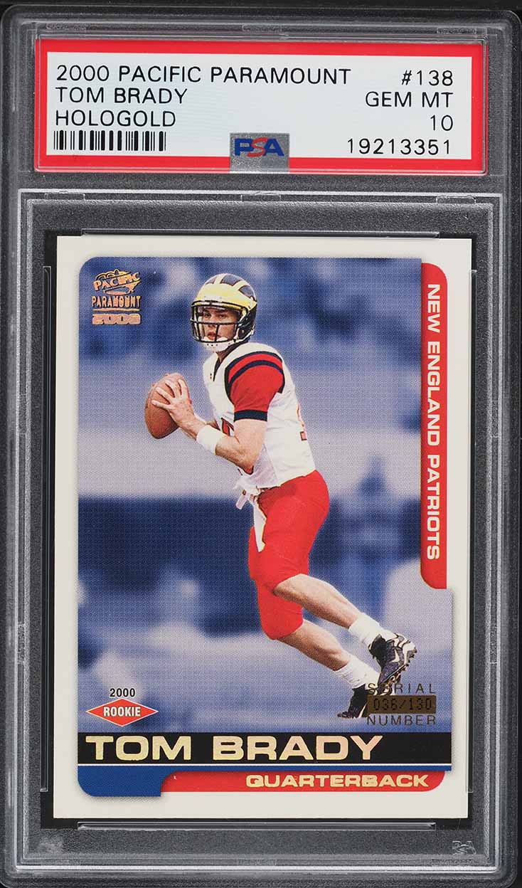 2000 Pacific Paramount Holo Gold Tom Brady ROOKIE /130 #138 PSA 10 GEM MINT