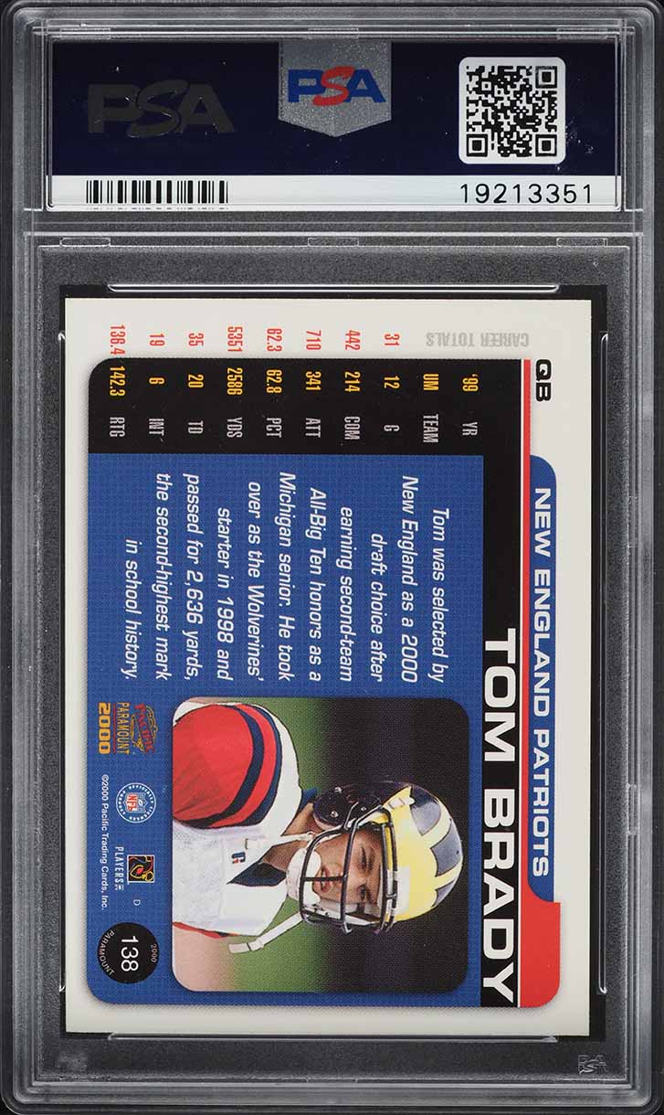 2000 Pacific Paramount Holo Gold Tom Brady ROOKIE /130 #138 PSA 10