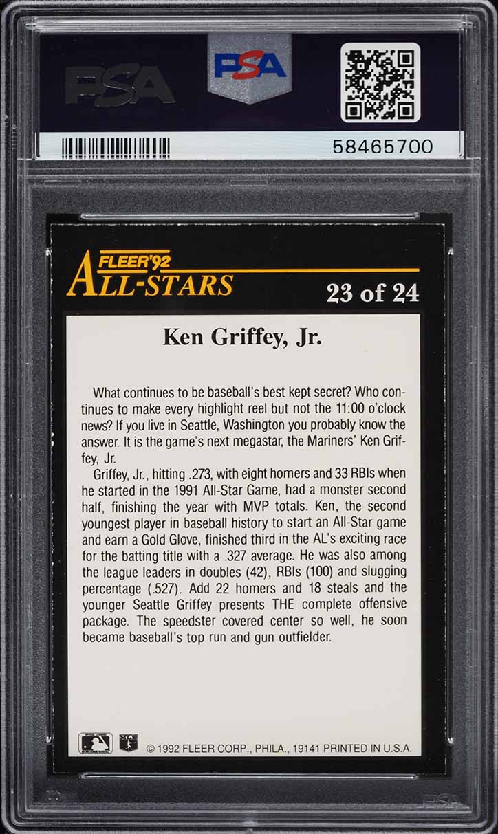 1992 Fleer All-Stars Ken Griffey Jr. #23 PSA 7 NRMT