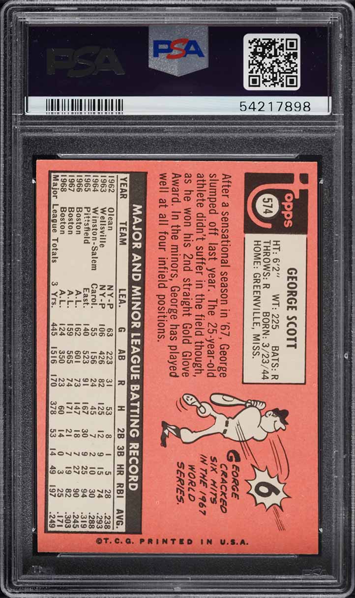 1969 Topps George Scott #574 PSA 8 NM-MT on Fanatics Collect