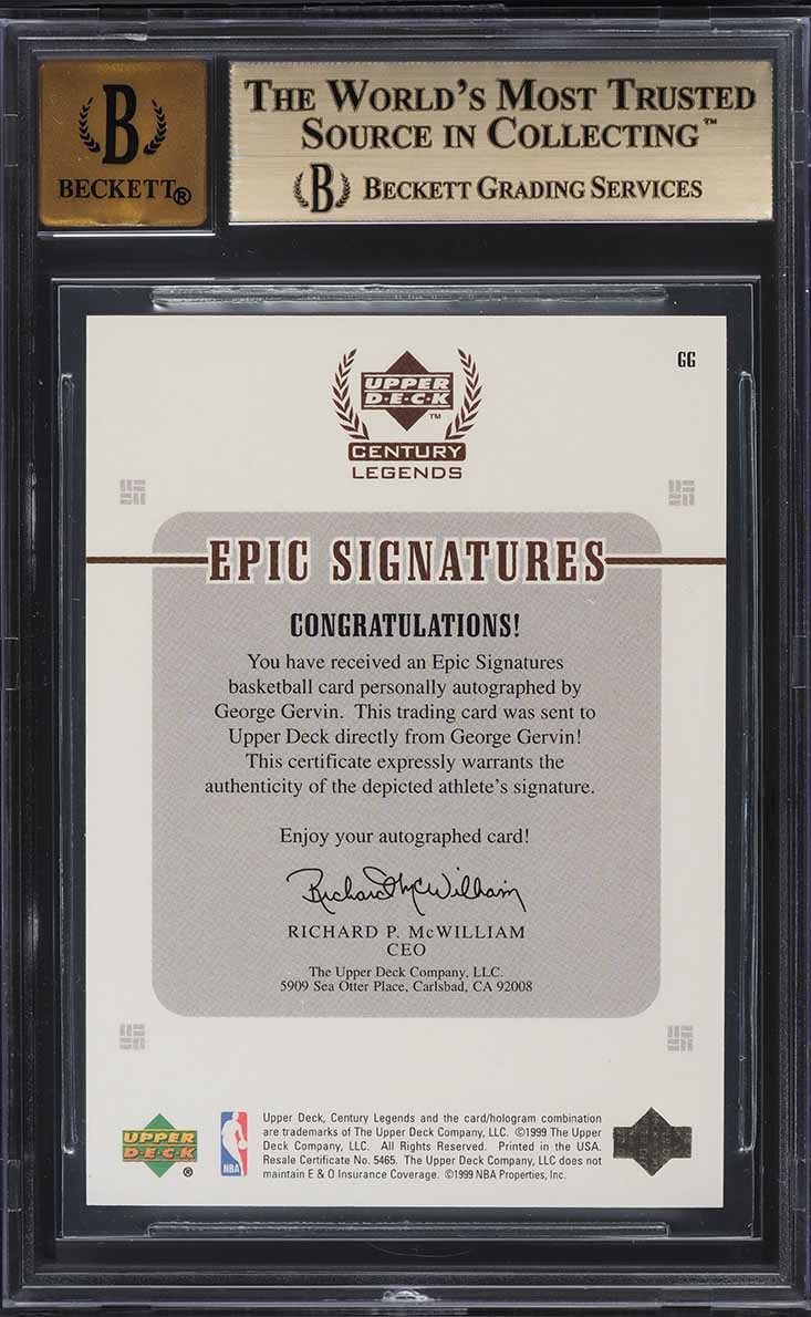 1999 Upper Deck Century Legends Epic Signatures George Gervin AUTO #GG BGS 9.5