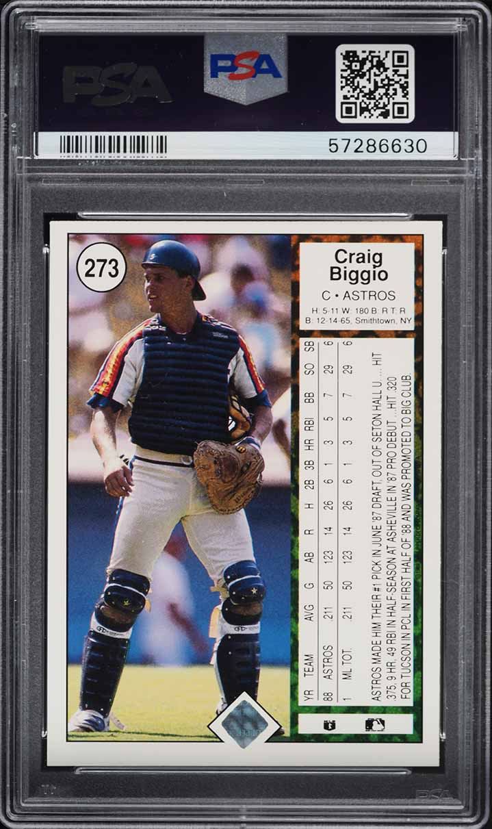 1989 Upper Deck Craig Biggio ROOKIE #273 PSA 8 NM-MT