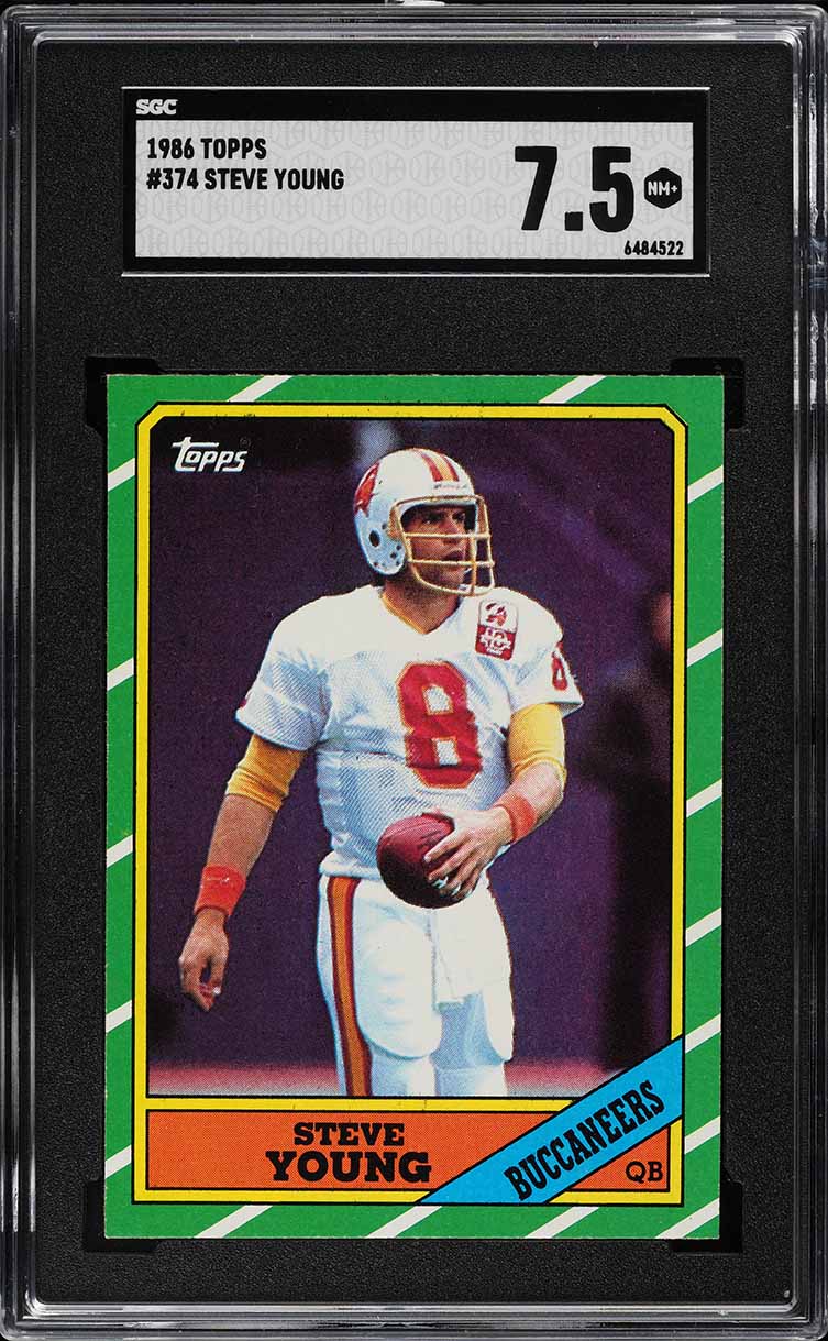 1986 Topps Football Steve Young ROOKIE #374 SGC 7.5 NRMT+