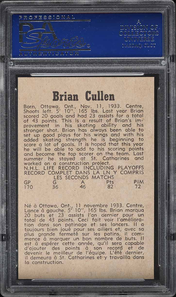 1958 Parkhurst Brian Cullen #50 PSA 8 NM-MT