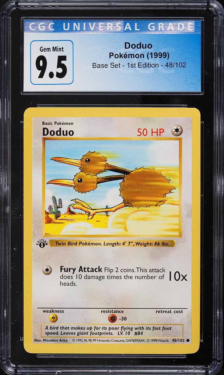 1999 Pokemon Base Set Shadowless 1st Edition Doduo #48 CGC 9.5 GEM MINT