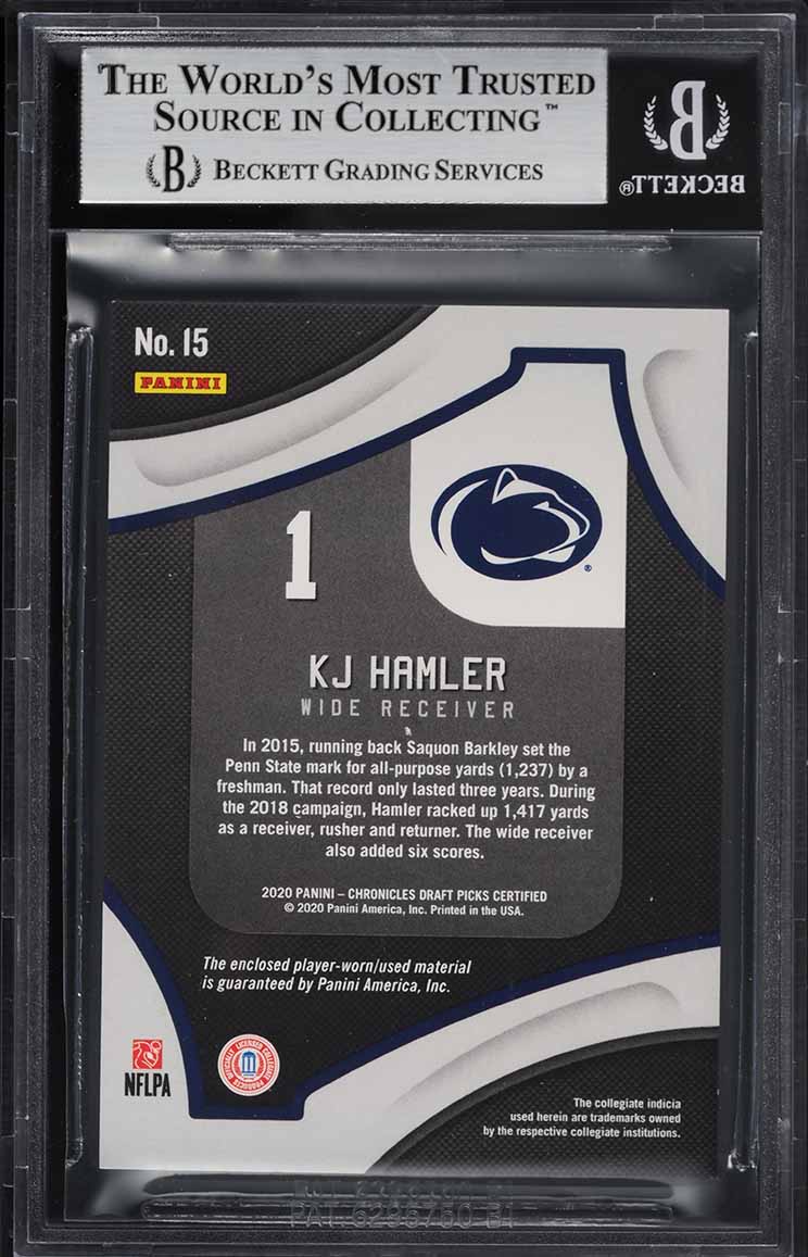 2020 Panini Certified Fabric Of The Game K.J. Hamler ROOKIE PATCH /299 #15 BGS 9