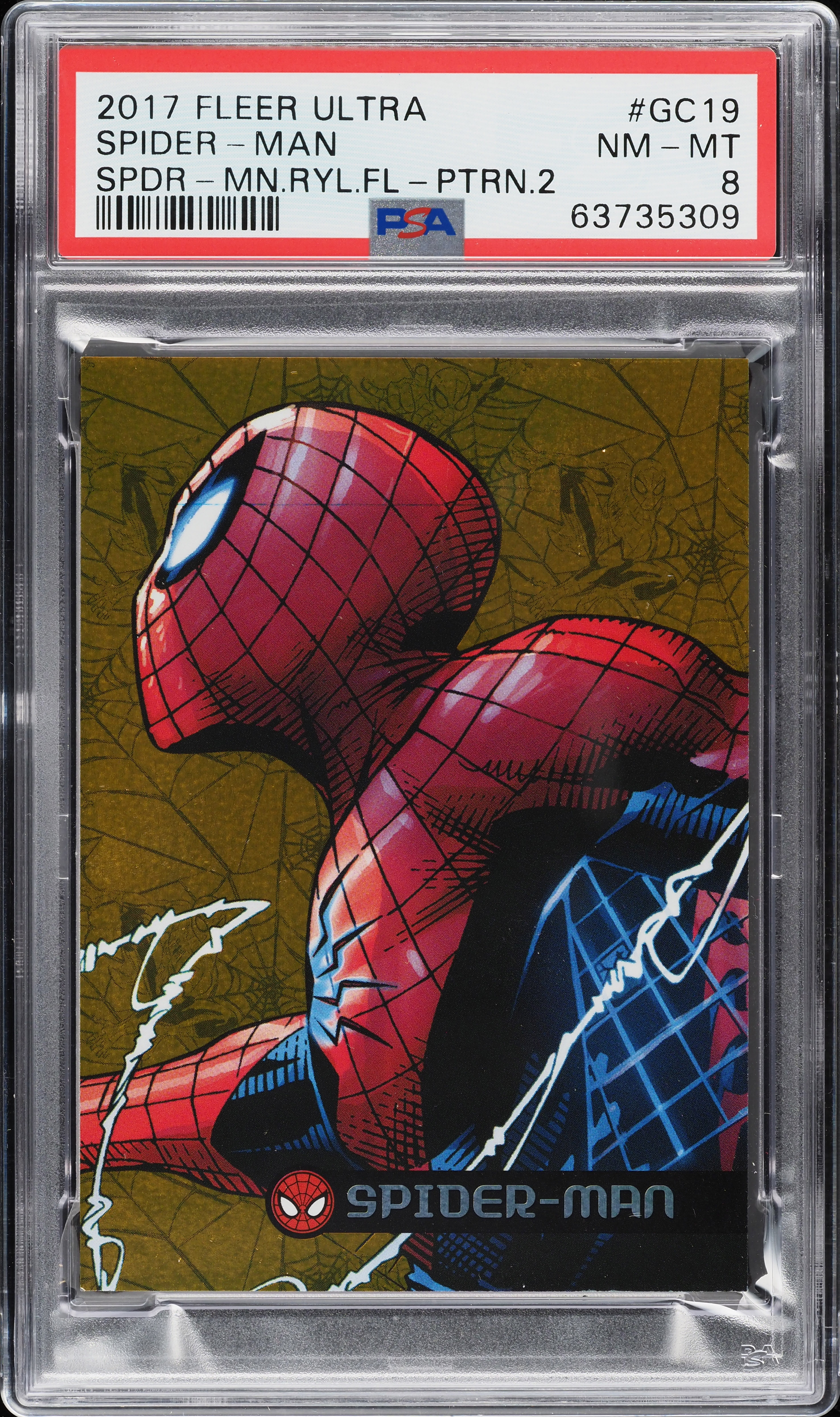 2017 Fleer Ultra Spider-Man Royal Foil Spider-Man /10 #GC19 PSA 8