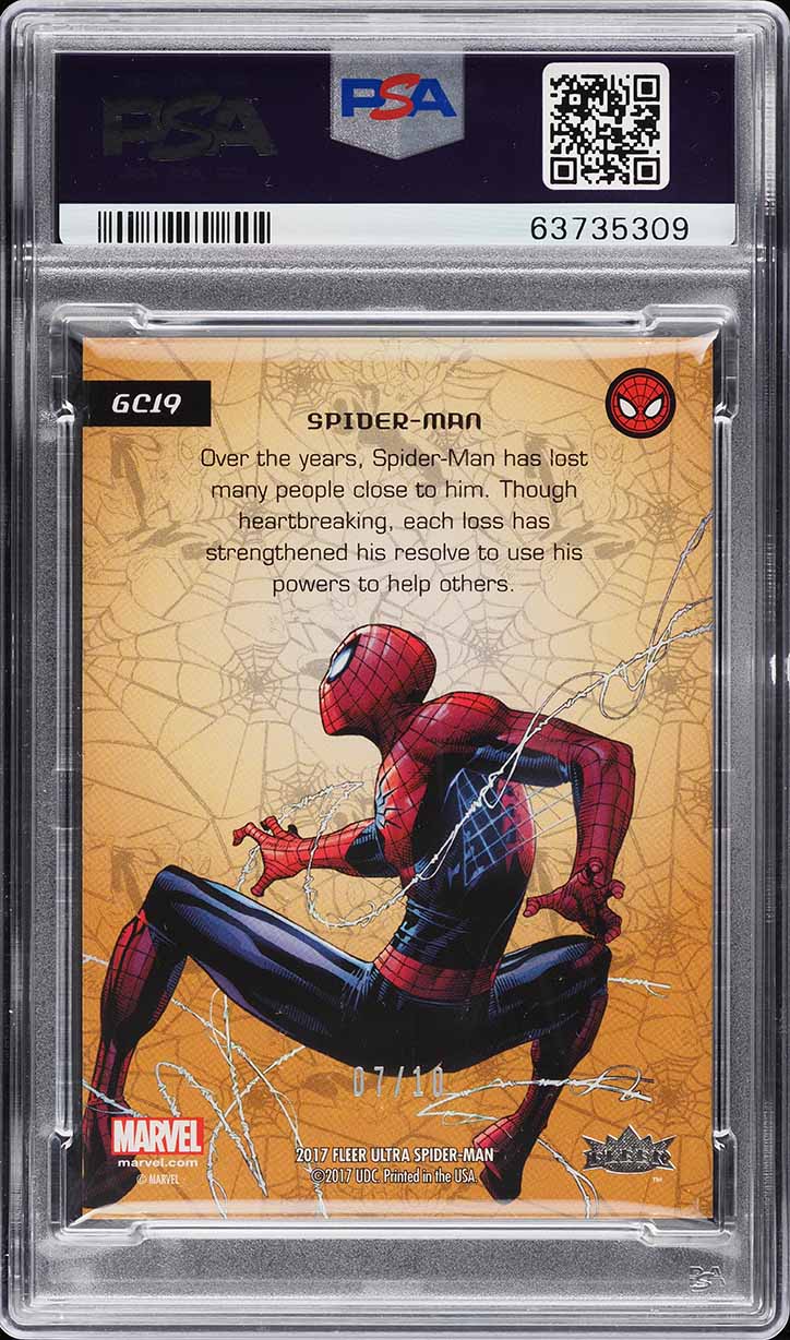 2017 Fleer Ultra Spider-Man Royal Foil Spider-Man /10 #GC19 PSA 8
