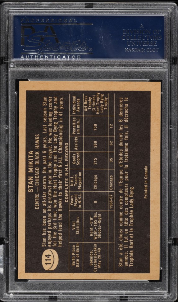 1967 Topps Hockey Stan Mikita #114 PSA 8 NM-MT