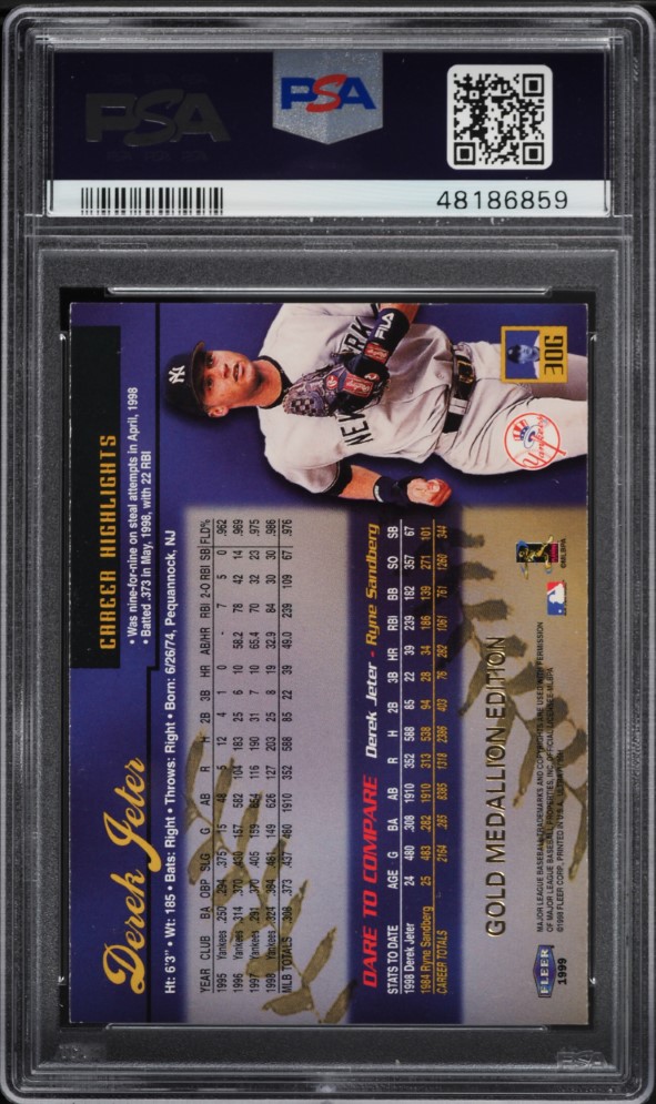 1999 Ultra Gold Medallion Derek Jeter #30G PSA 7 NRMT