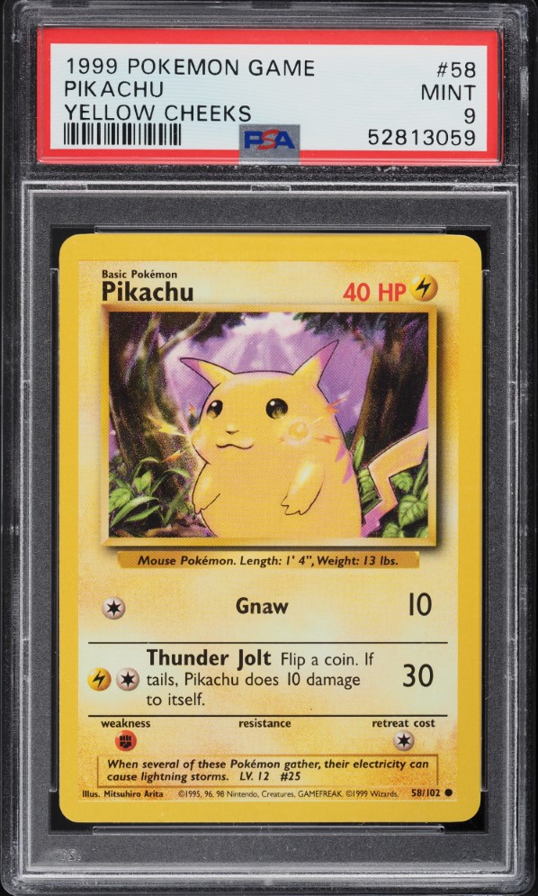 1999 Pokemon Game Pikachu Yellow Cheeks #58 PSA 9 | Card Ladder