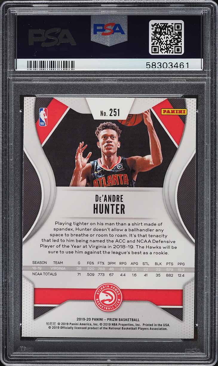 2019 Panini Prizm De'Andre Hunter ROOKIE #251 PSA 9 MINT