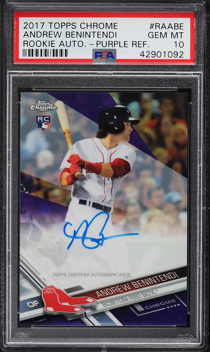 2017 Topps Chrome Purple Refractor Andrew Benintendi ROOKIE AUTO /250 PSA 10