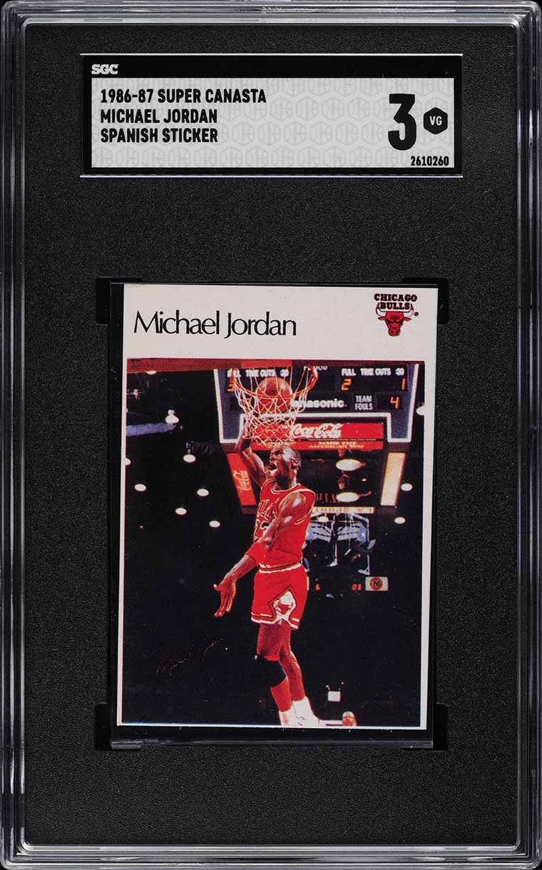 1986 Super Canasta Spanish Sticker Michael Jordan ROOKIE SGC 3 VG