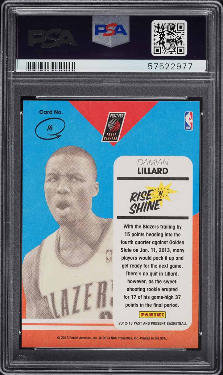 2012 Panini Past & Present Rise 'N Shine Damian Lillard ROOKIE #16 PSA 10