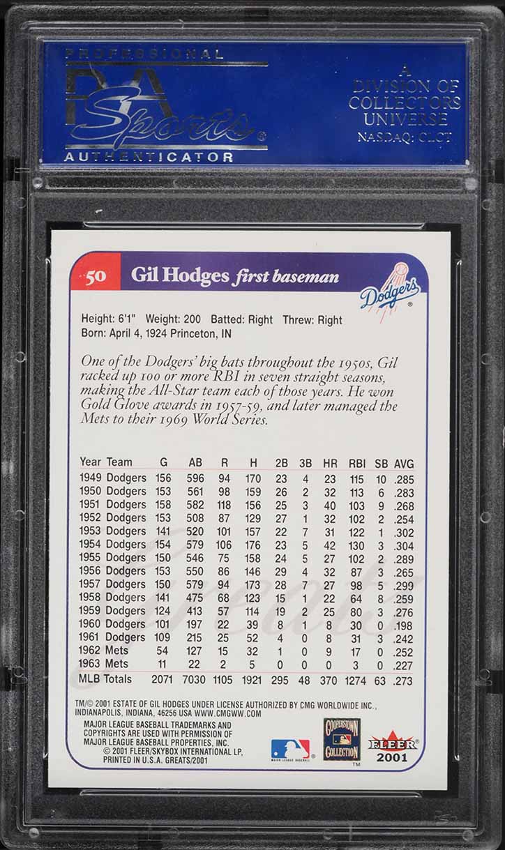 2001 Fleer Greats Gil Hodges #50 PSA 10 GEM MINT