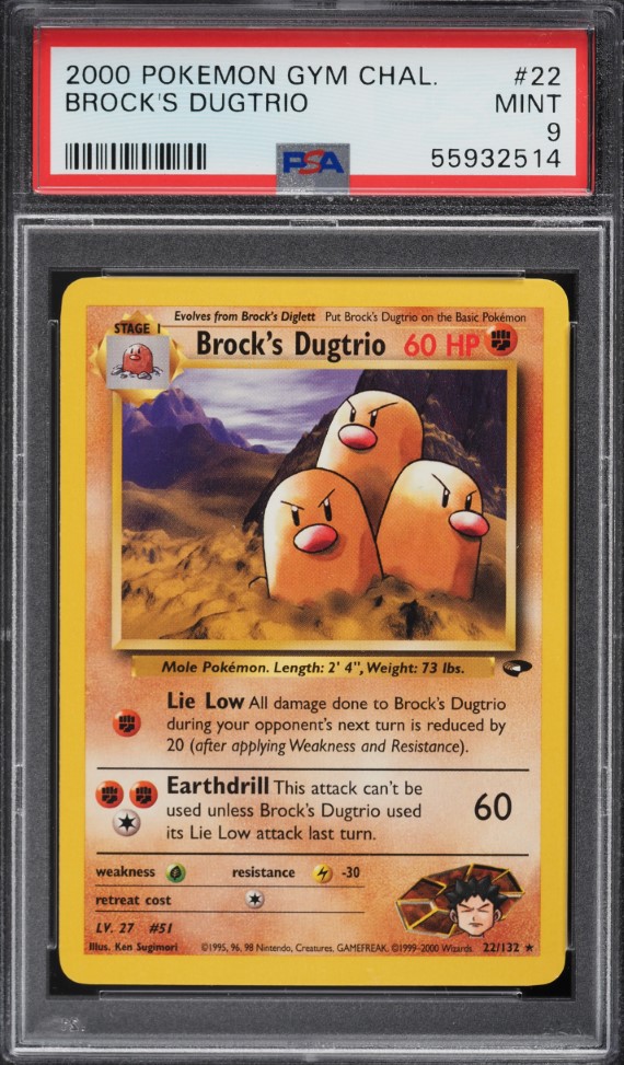 2000 Pokemon Gym Challenge Brock's Dugtrio #22 PSA 9 MINT