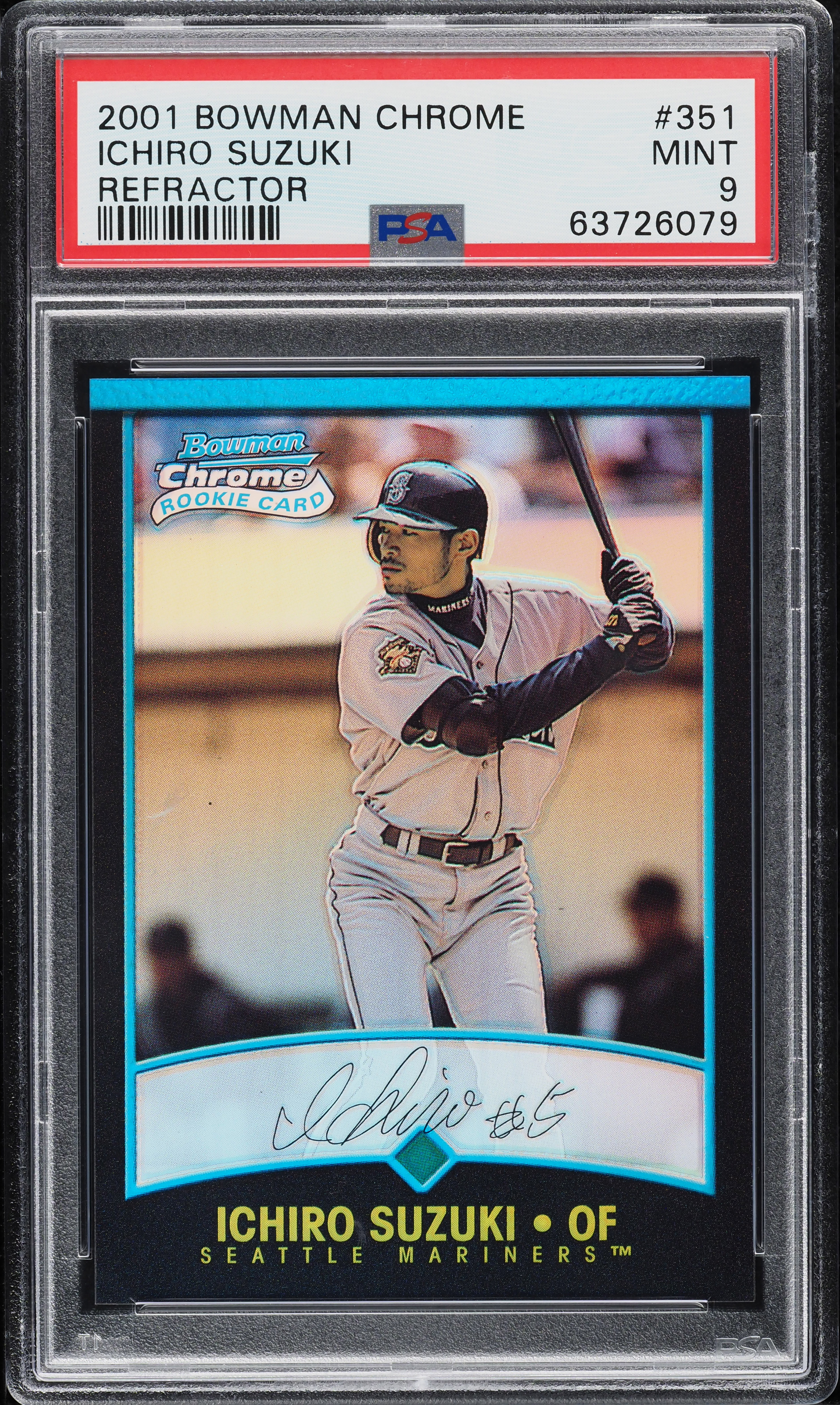 2001 Bowman Chrome Refractor Ichiro Suzuki ROOKIE #351 PSA 9 MINT