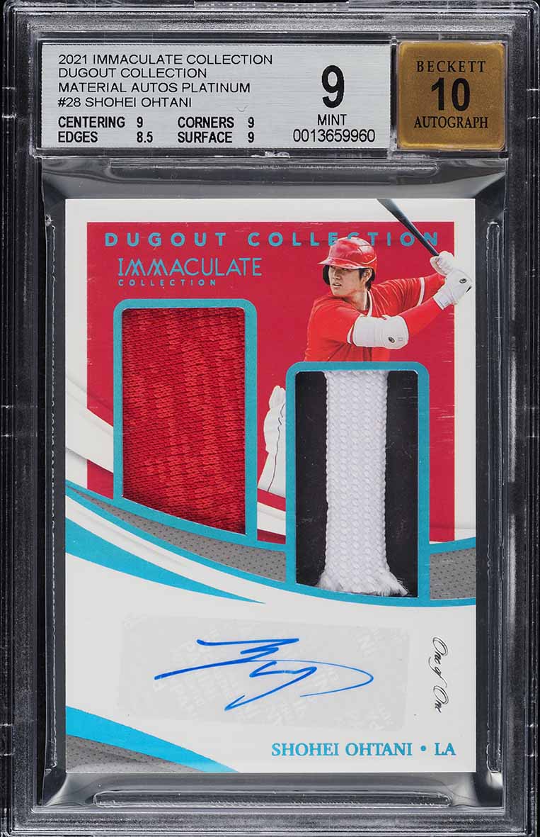 2021 Immaculate Collection Dugout Platinum Shohei Ohtani PATCH AUTO 1/1 BGS 9