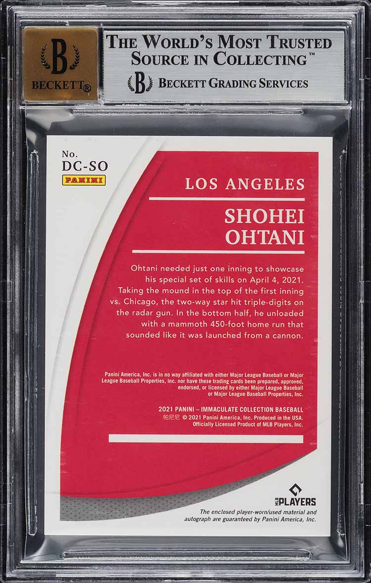 2021 Immaculate Collection Dugout Platinum Shohei Ohtani PATCH AUTO 1/1 BGS 9