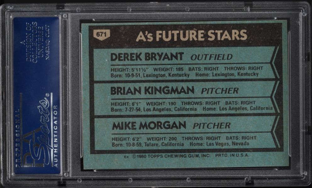 1980 Topps A's Future Stars #671 PSA 10 GEM MINT