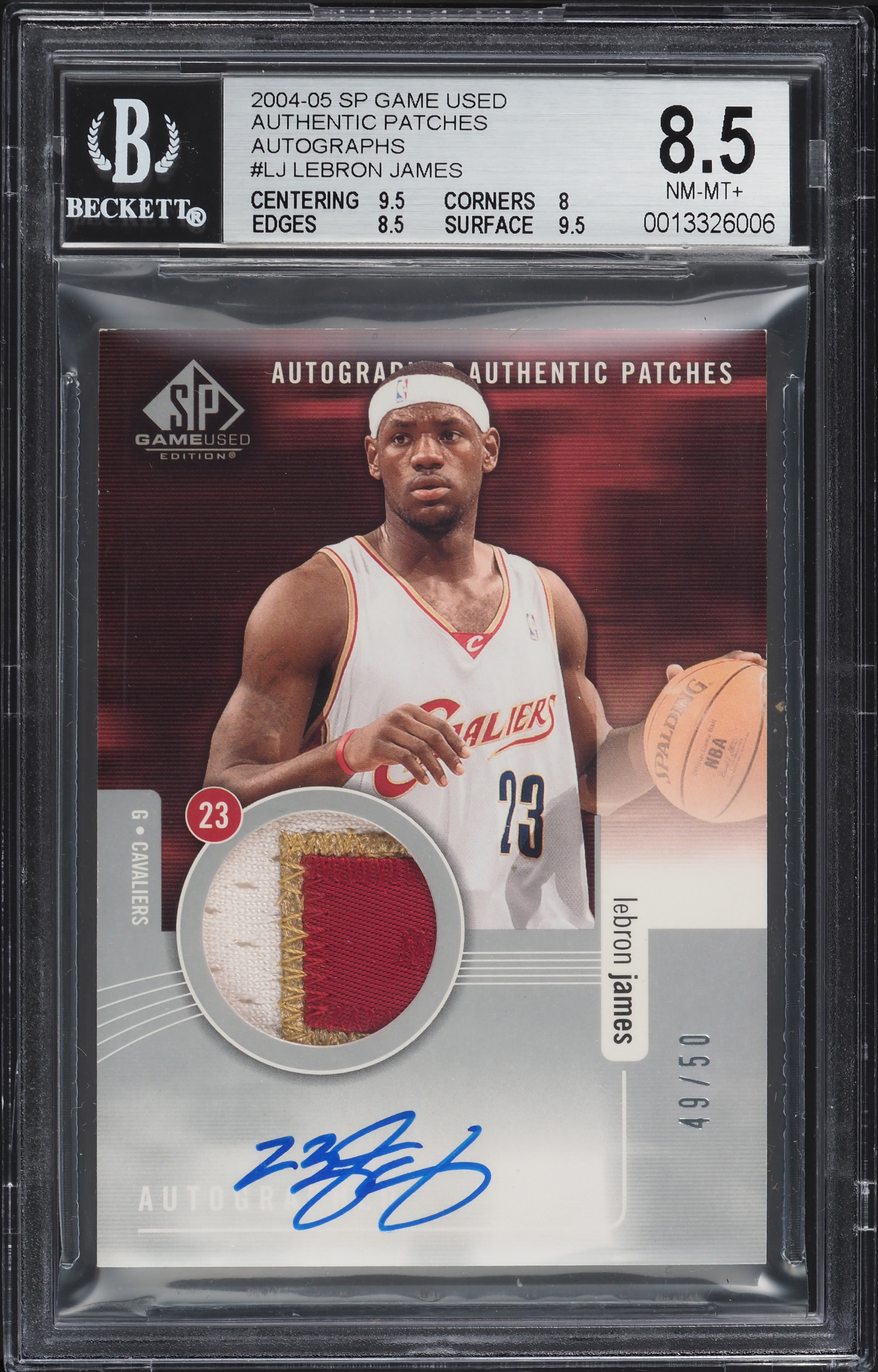 2004 SP Game Used LeBron James PATCH AUTO /50 #AAP-LJ BGS 8.5 NM