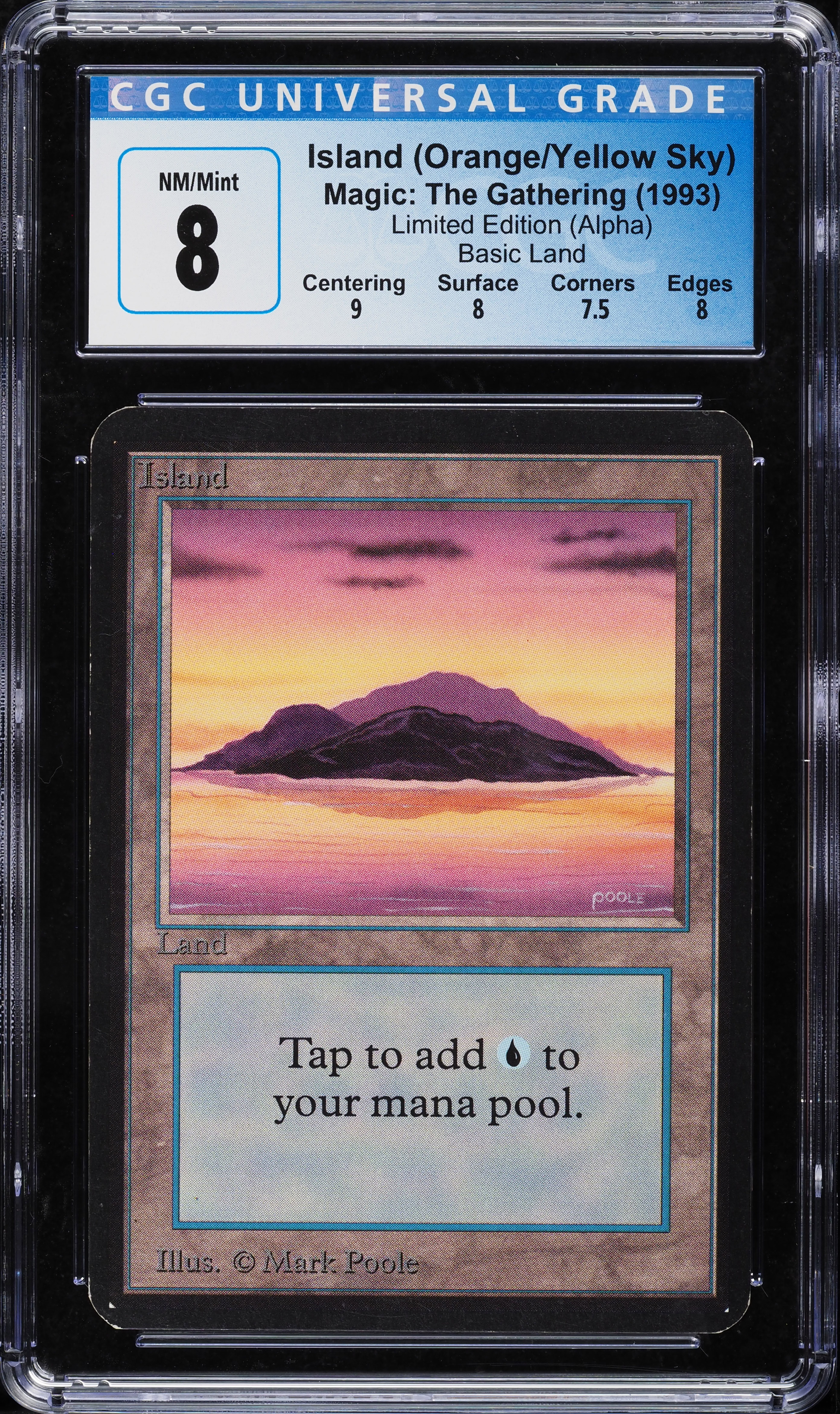 1993 Magic The Gathering MTG Alpha Island ORANGE YELLOW SKY CGC 8