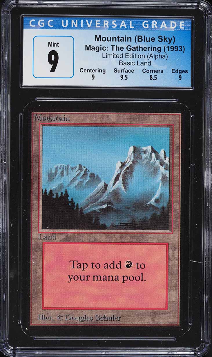 1993 Magic The Gathering MTG Alpha Mountain BLUE SKY CGC 9 MINT on