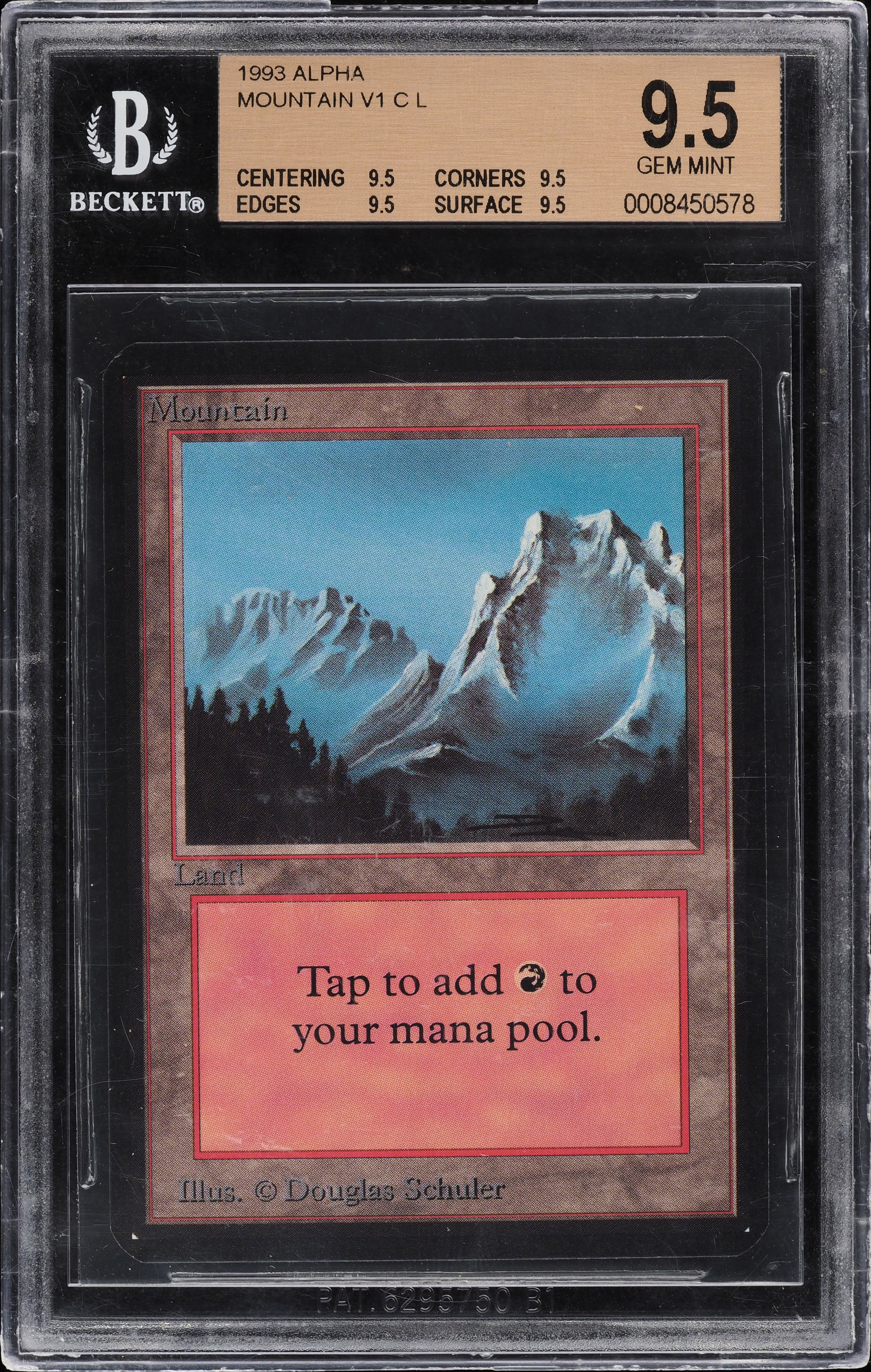 1993 Magic The Gathering MTG Alpha Mountain V2 C L BGS 9.5 GEM