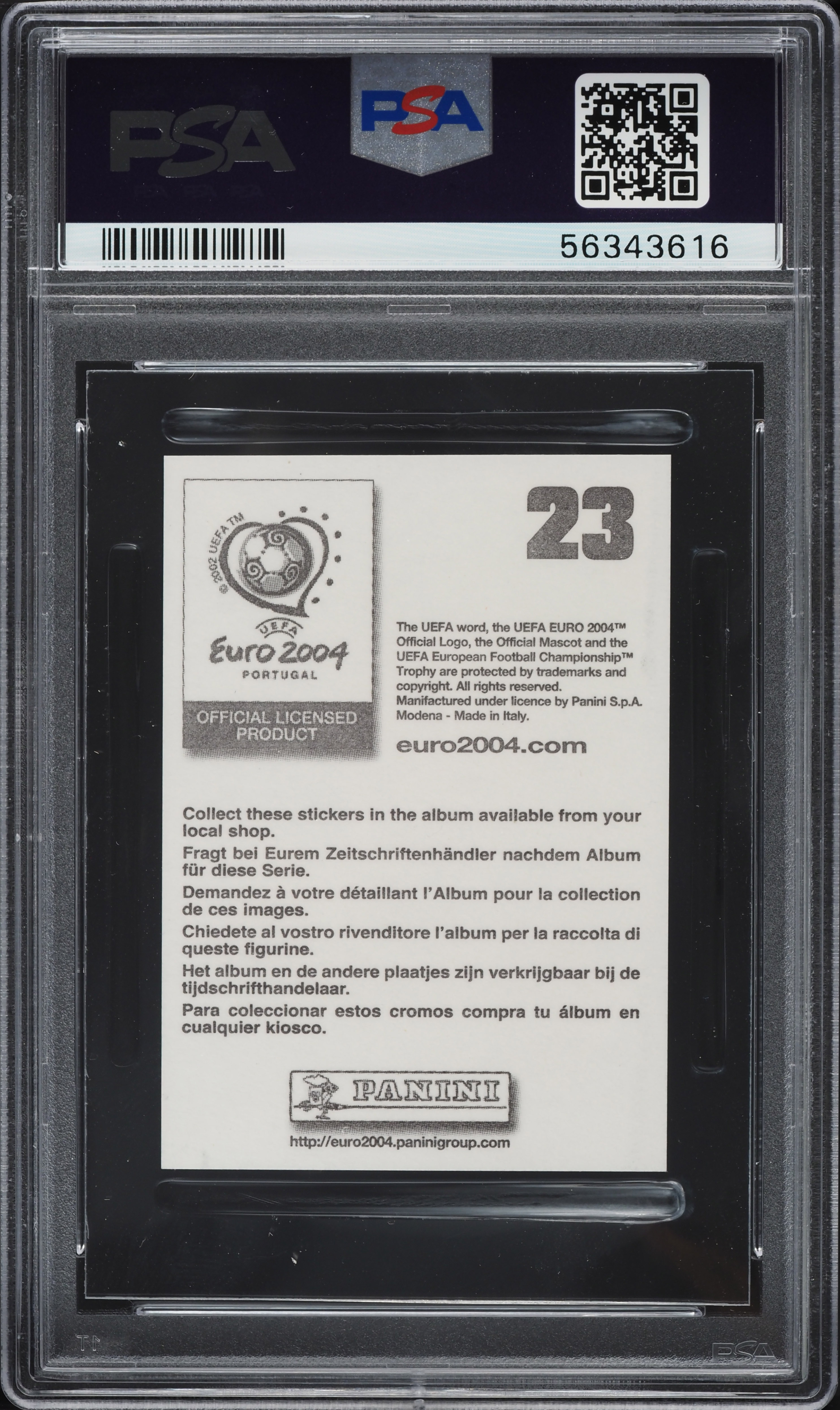 2004 Panini UEFA Euro Cristiano Ronaldo #23 PSA 9 MINT on Fanatics
