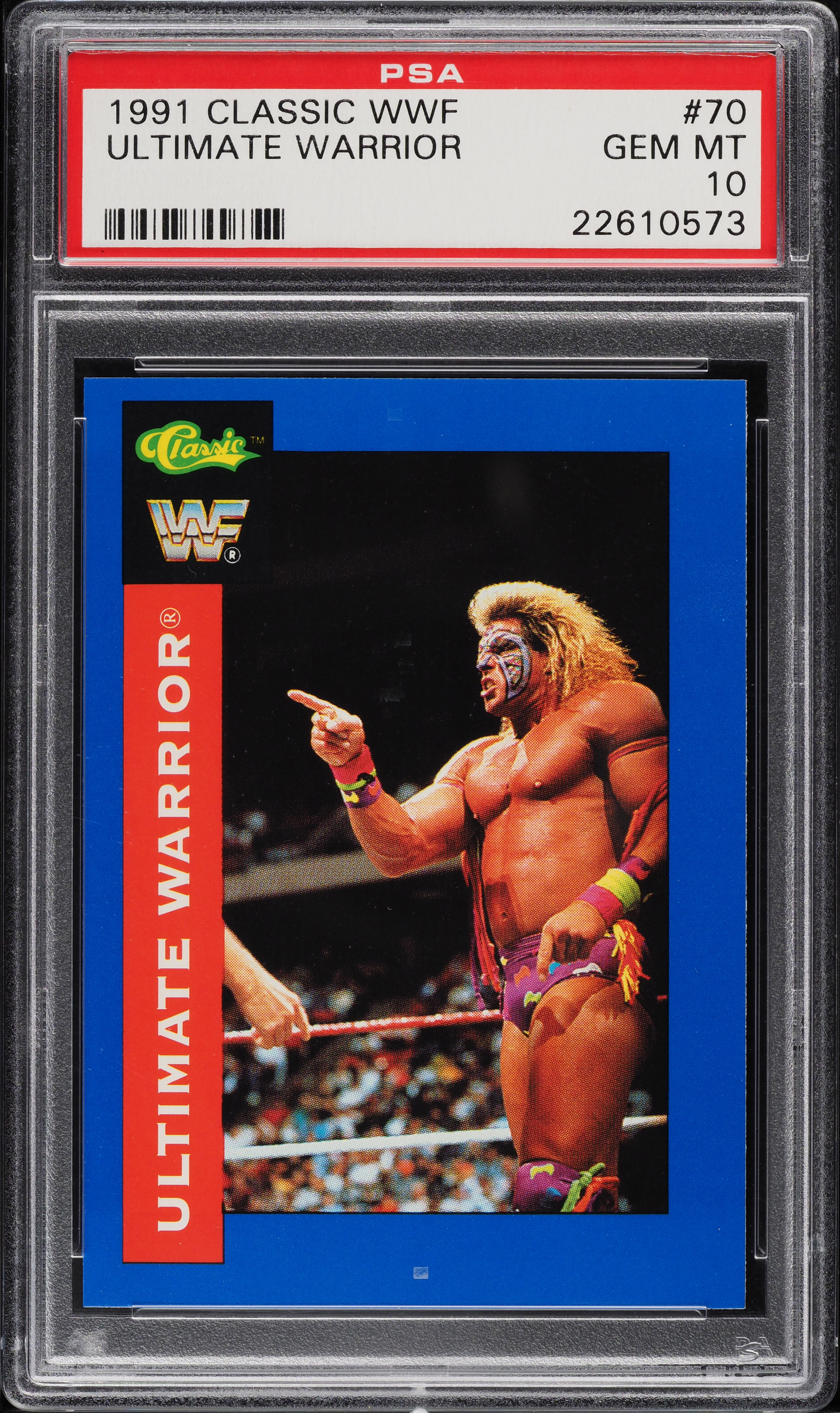 1991 Classic WWF Ultimate Warrior #70 PSA 10 GEM MINT on Fanatics