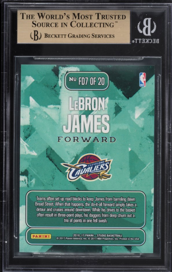 2016 Panini Studio From Downtown LeBron James #FD7 BGS 10 PRISTINE