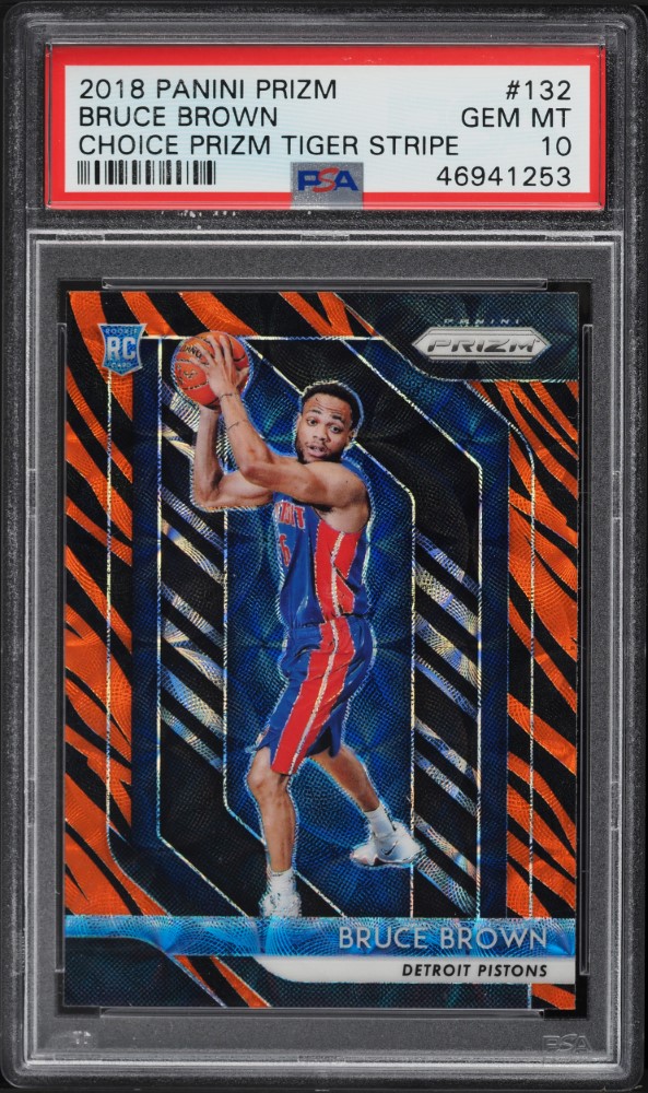 2018 Panini Prizm Choice Tiger Stripe Prizms Bruce Brown ROOKIE #132 PSA 10 GEM