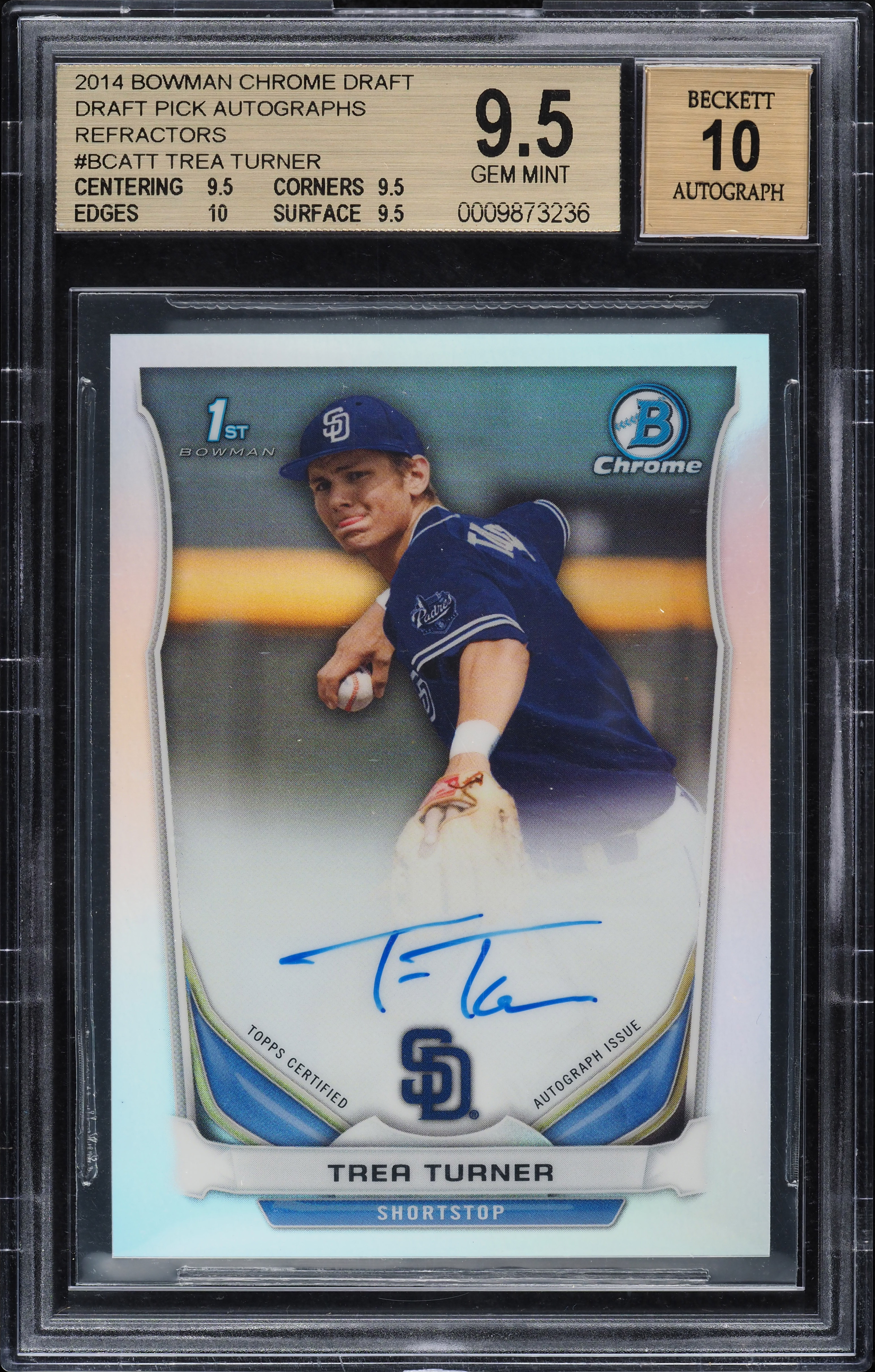 2014 Bowman Chrome Refractor Trea Turner ROOKIE AUTO #BCA-TT BGS 