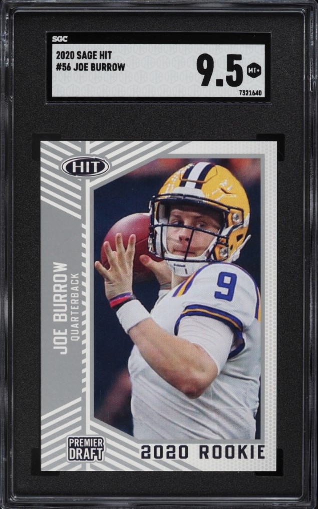 2020 SAGE Hit Premier Draft Joe Burrow ROOKIE #56 SGC 9.5 MINT+