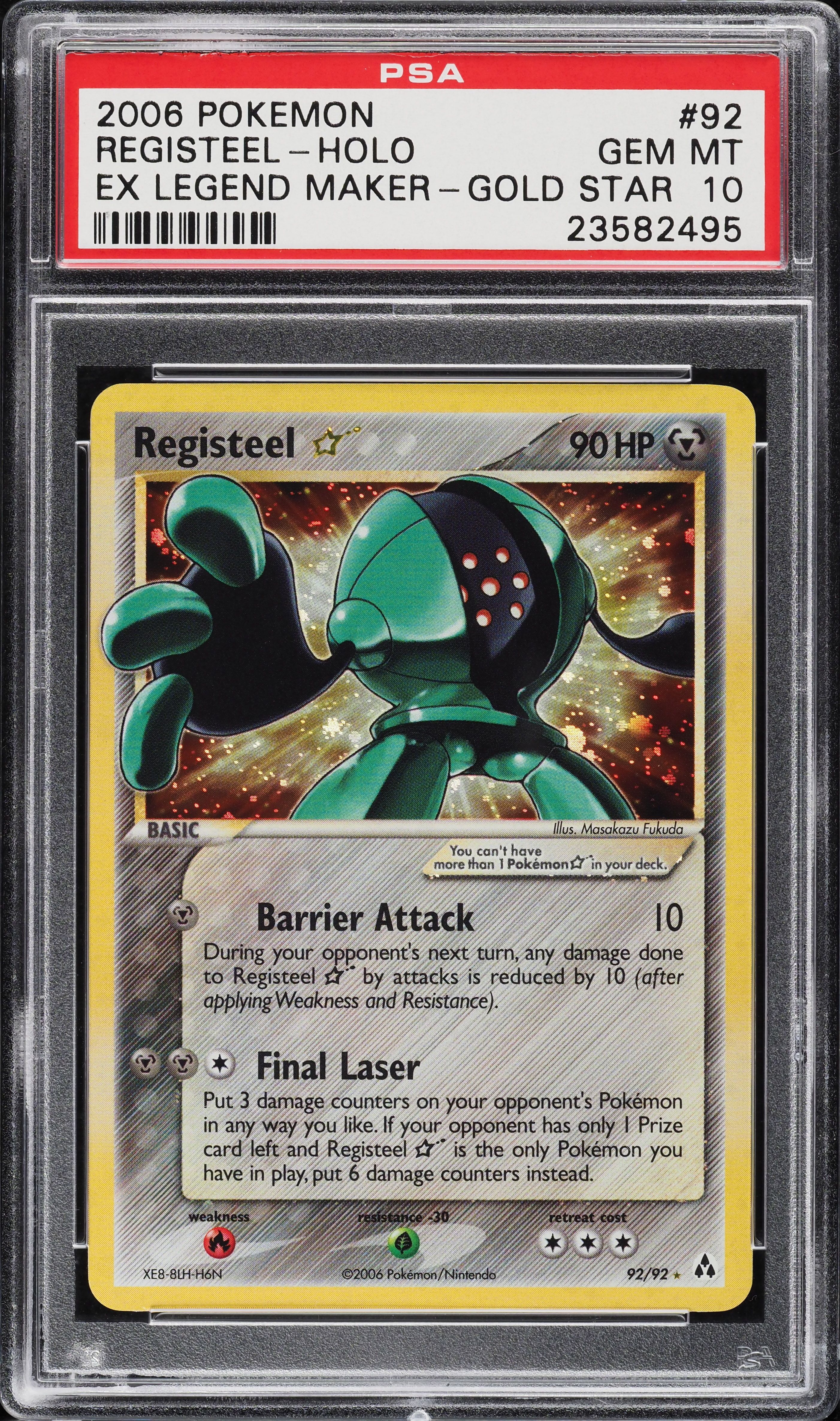 2006 Pokemon EX Legend Maker Holo Registeel Gold Star #92 PSA 10