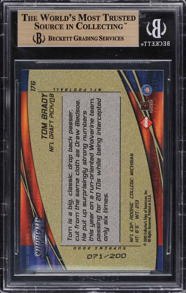 2000 Collector's Edge Supreme Hologold Tom Brady ROOKIE /200 BGS 9.5 GEM MINT